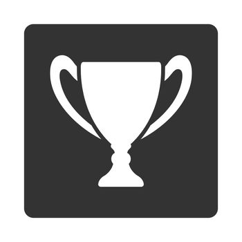 Cup icon from Award Buttons OverColor Set. Icon style is white and gray colors, flat rounded square button, white background.