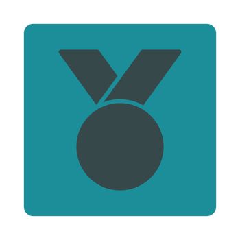 Army medal icon from Award Buttons OverColor Set. Icon style is soft blue colors, flat rounded square button, white background.