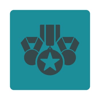 Awards icon from Award Buttons OverColor Set. Icon style is soft blue colors, flat rounded square button, white background.