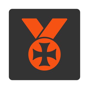 Maltese medal icon from Award Buttons OverColor Set. Icon style is orange and gray colors, flat rounded square button, white background.