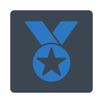 Medal icon from Award Buttons OverColor Set. Icon style is smooth blue colors, flat rounded square button, white background.