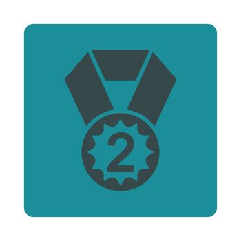 Second place icon from Award Buttons OverColor Set. Icon style is soft blue colors, flat rounded square button, white background.