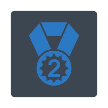 Second place icon from Award Buttons OverColor Set. Icon style is smooth blue colors, flat rounded square button, white background.