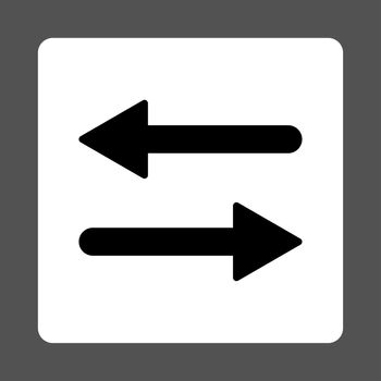 Arrows Exchange Horizontal icon from Primitive Buttons OverColor Set. This rounded square flat button is drawn with black and white colors on a gray background.