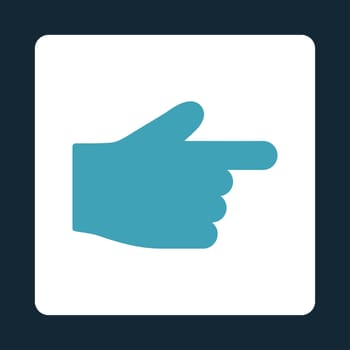 Index Finger icon from Primitive Buttons OverColor Set. This rounded square flat button is drawn with blue and white colors on a dark blue background.