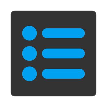 Items icon from Primitive Buttons OverColor Set. This rounded square flat button is drawn with blue and gray colors on a white background.