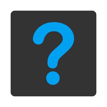 Question icon from Primitive Buttons OverColor Set. This rounded square flat button is drawn with blue and gray colors on a white background.