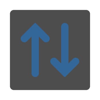 Flip Vertical icon from Primitive Buttons OverColor Set. This rounded square flat button is drawn with cobalt and gray colors on a white background.