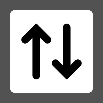 Flip Vertical icon from Primitive Buttons OverColor Set. This rounded square flat button is drawn with black and white colors on a gray background.