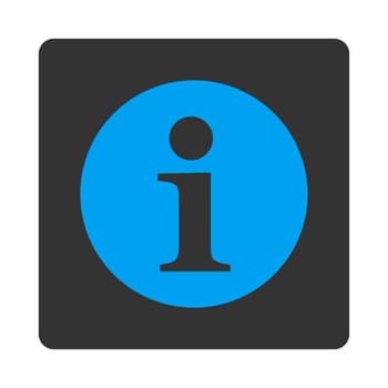 Information icon from Primitive Buttons OverColor Set. This rounded square flat button is drawn with blue and gray colors on a white background.