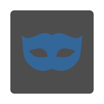 Privacy Mask icon from Primitive Buttons OverColor Set. This rounded square flat button is drawn with cobalt and gray colors on a white background.