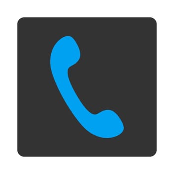 Phone icon from Primitive Buttons OverColor Set. This rounded square flat button is drawn with blue and gray colors on a white background.