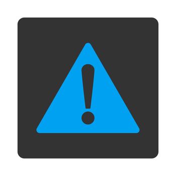 Warning icon from Primitive Buttons OverColor Set. This rounded square flat button is drawn with blue and gray colors on a white background.