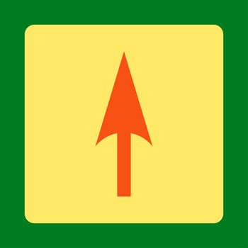 Arrow Axis Y icon from Primitive Buttons OverColor Set. This rounded square flat button is drawn with orange and yellow colors on a green background.