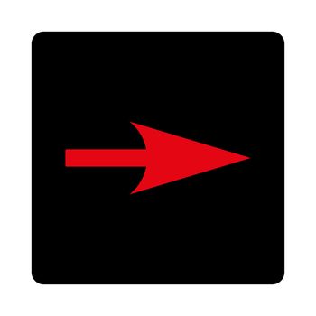 Arrow Axis X icon from Primitive Buttons OverColor Set. This rounded square flat button is drawn with intensive red and black colors on a white background.