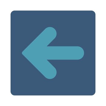 Arrow Left icon from Primitive Buttons OverColor Set. This rounded square flat button is drawn with cyan and blue colors on a white background.