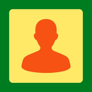User icon from Primitive Buttons OverColor Set. This rounded square flat button is drawn with orange and yellow colors on a green background.