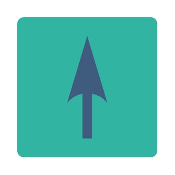 Arrow Axis Y icon from Primitive Buttons OverColor Set. This rounded square flat button is drawn with cobalt and cyan colors on a white background.