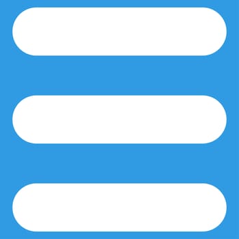 Stack icon from Primitive Set. This isolated flat symbol is drawn with white color on a blue background, angles are rounded.