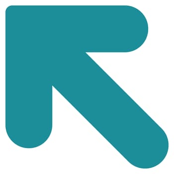 Arrow Up Left icon from Primitive Set. This isolated flat symbol is drawn with soft blue color on a white background, angles are rounded.