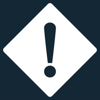 Error icon from Primitive Set. This isolated flat symbol is drawn with white color on a dark blue background, angles are rounded.