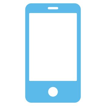 Smartphone icon from Primitive Set. This isolated flat symbol is drawn with blue color on a white background, angles are rounded.