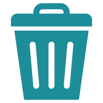 Trash Can icon from Primitive Set. This isolated flat symbol is drawn with soft blue color on a white background, angles are rounded.