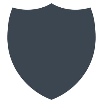Shield icon from Primitive Set. This isolated flat symbol is drawn with smooth blue color on a white background, angles are rounded.