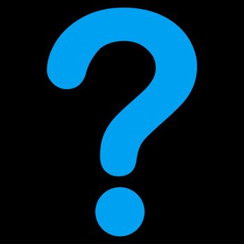 Question icon from Primitive Set. This isolated flat symbol is drawn with blue color on a black background, angles are rounded.