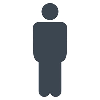 Man icon from Primitive Set. This isolated flat symbol is drawn with smooth blue color on a white background, angles are rounded.