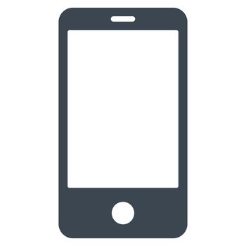 Smartphone icon from Primitive Set. This isolated flat symbol is drawn with smooth blue color on a white background, angles are rounded.
