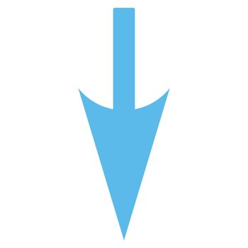 Sharp Down Arrow icon from Primitive Set. This isolated flat symbol is drawn with blue color on a white background.