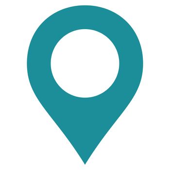 Map Marker icon from Primitive Set. This isolated flat symbol is drawn with soft blue color on a white background, angles are rounded.