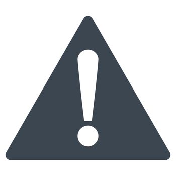 Warning icon from Primitive Set. This isolated flat symbol is drawn with smooth blue color on a white background, angles are rounded.