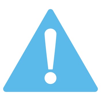 Warning icon from Primitive Set. This isolated flat symbol is drawn with blue color on a white background, angles are rounded.