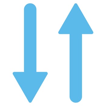 Arrows Exchange Vertical icon from Primitive Set. This isolated flat symbol is drawn with blue color on a white background, angles are rounded.