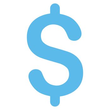 Dollar icon from Primitive Set. This isolated flat symbol is drawn with blue color on a white background, angles are rounded.