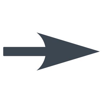 Arrow Axis X icon from Primitive Set. This isolated flat symbol is drawn with smooth blue color on a white background.