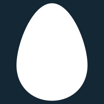 Egg icon from Primitive Set. This isolated flat symbol is drawn with white color on a dark blue background, angles are rounded.