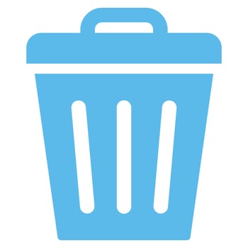 Trash Can icon from Primitive Set. This isolated flat symbol is drawn with blue color on a white background, angles are rounded.