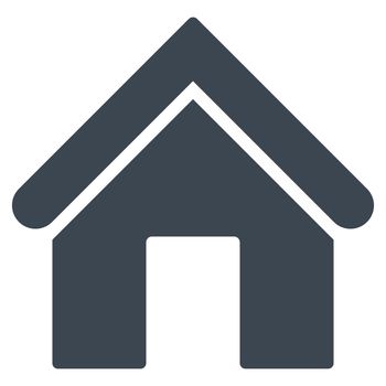 Home icon from Primitive Set. This isolated flat symbol is drawn with smooth blue color on a white background, angles are rounded.