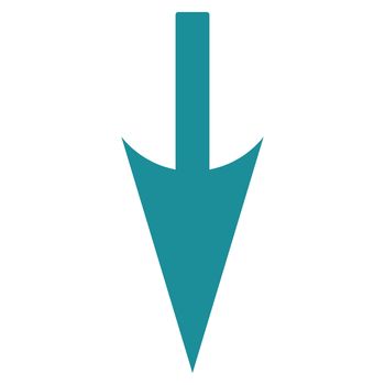 Sharp Down Arrow icon from Primitive Set. This isolated flat symbol is drawn with soft blue color on a white background.