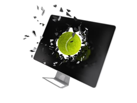 tennis ball destroy computer screen.