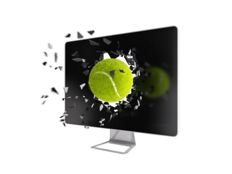 tennis ball destroy computer screen.