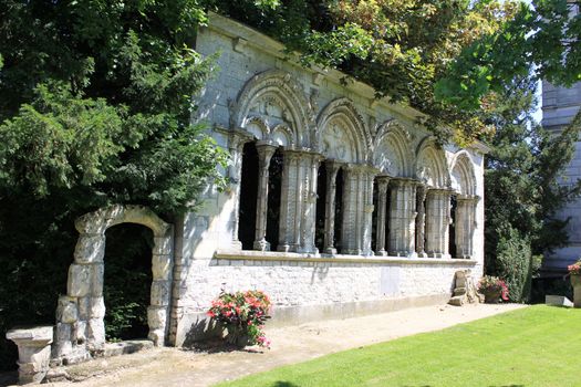 a park and flower garden with its historical monuments in the town of Montargis in France