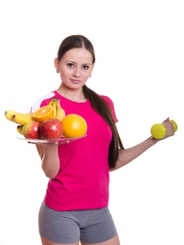 Young beautiful girl athlete spends Europeans physical exercise and promotes a healthy lifestyle