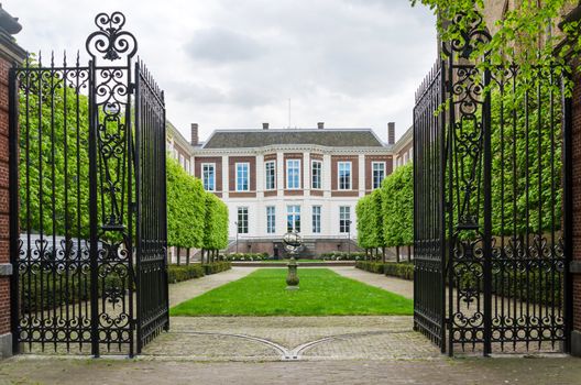 The Hague, Netherlands - May 8, 2015: Garden at Council of State in The Hague, Netherlands on May 8, 2015. Hague is the capital of the province South Netherlands.