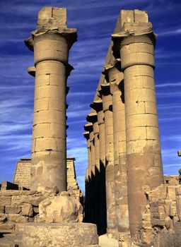 Amenophis III courtyards in Luxor, Egypt