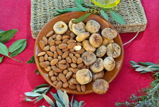 Plate of typical dry fruits of majorca