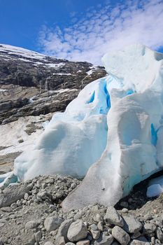 Close-up view at Nigardsbreen Glacier in Jostedalsbreen National Park, Norway